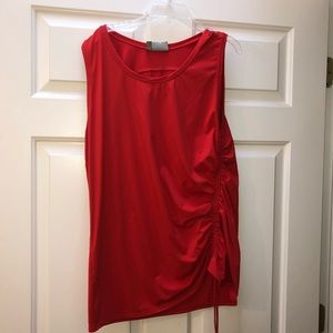 Athleta athletic top with cinched side; red
